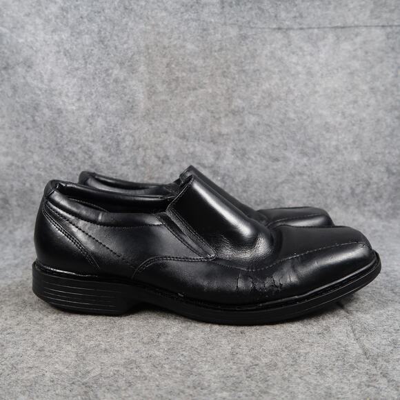 Nunn Bush Shoes Mens 9 Loafer Dress Formal Leather Slip On Black Square Toe Work - Picture 1 of 11